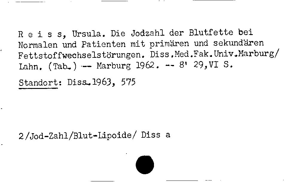 [Katalogkarte Dissertationenkatalog bis 1980]