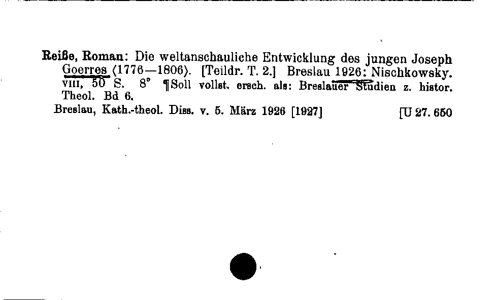 [Katalogkarte Dissertationenkatalog bis 1980]