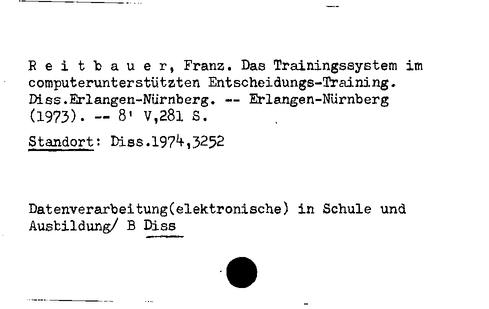 [Katalogkarte Dissertationenkatalog bis 1980]