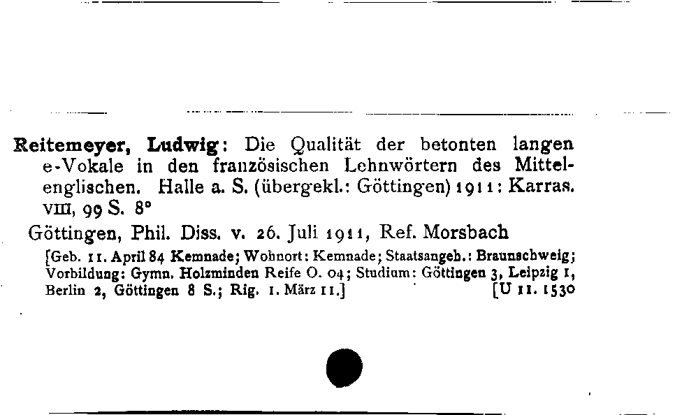 [Katalogkarte Dissertationenkatalog bis 1980]