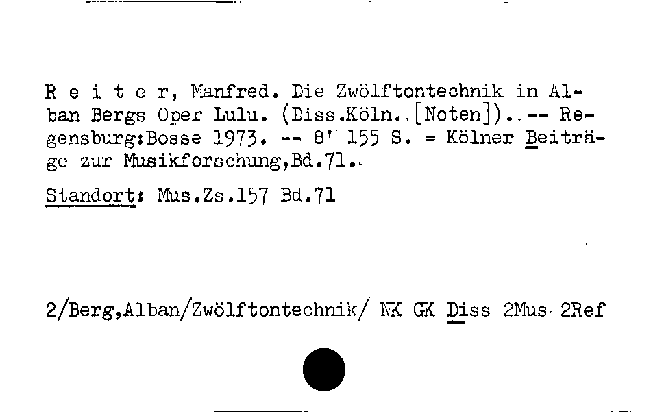 [Katalogkarte Dissertationenkatalog bis 1980]