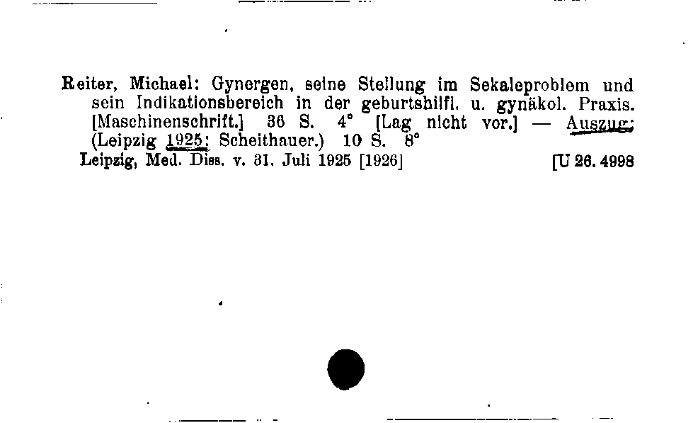 [Katalogkarte Dissertationenkatalog bis 1980]