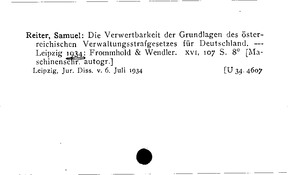 [Katalogkarte Dissertationenkatalog bis 1980]