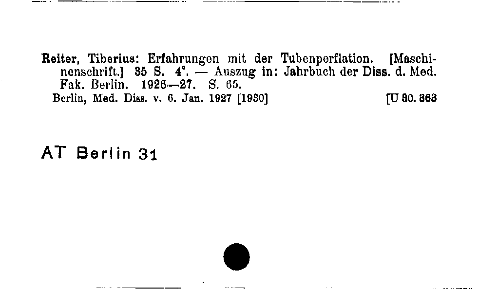 [Katalogkarte Dissertationenkatalog bis 1980]