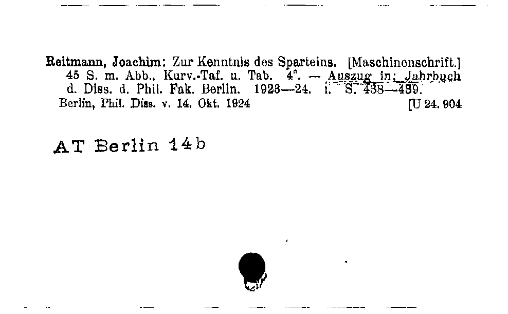 [Katalogkarte Dissertationenkatalog bis 1980]