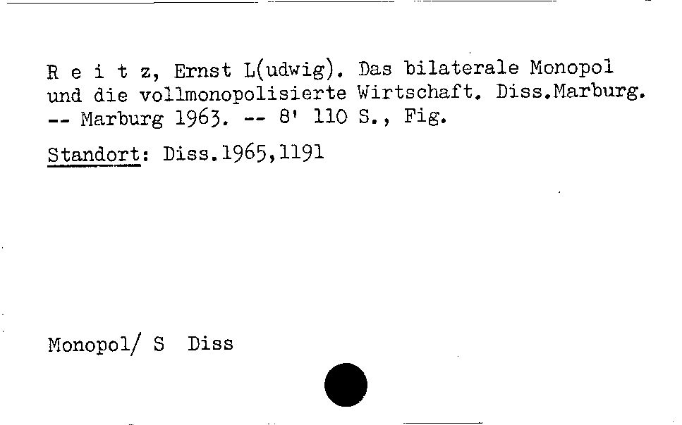 [Katalogkarte Dissertationenkatalog bis 1980]