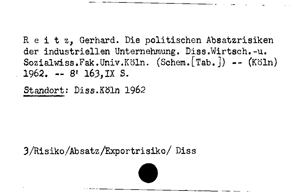 [Katalogkarte Dissertationenkatalog bis 1980]