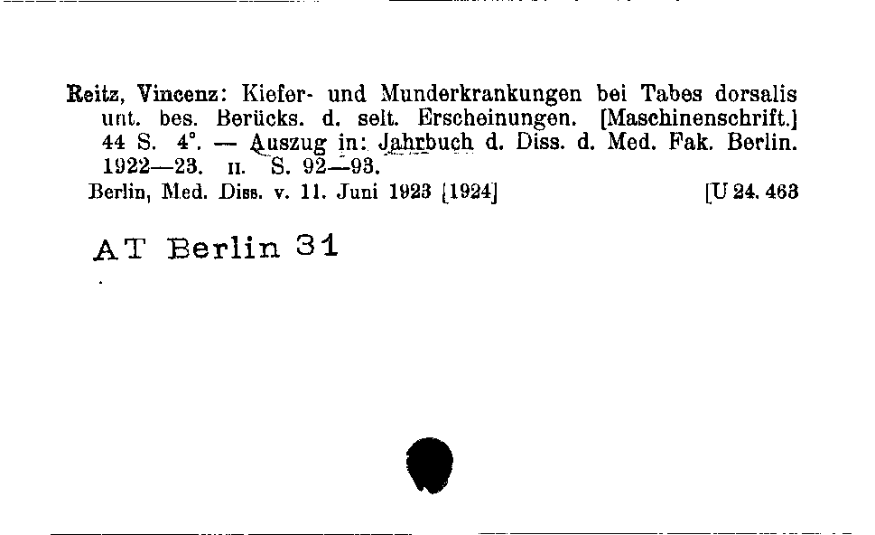 [Katalogkarte Dissertationenkatalog bis 1980]