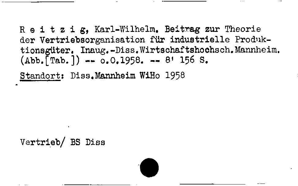 [Katalogkarte Dissertationenkatalog bis 1980]