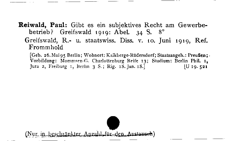 [Katalogkarte Dissertationenkatalog bis 1980]