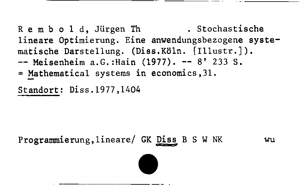 [Katalogkarte Dissertationenkatalog bis 1980]