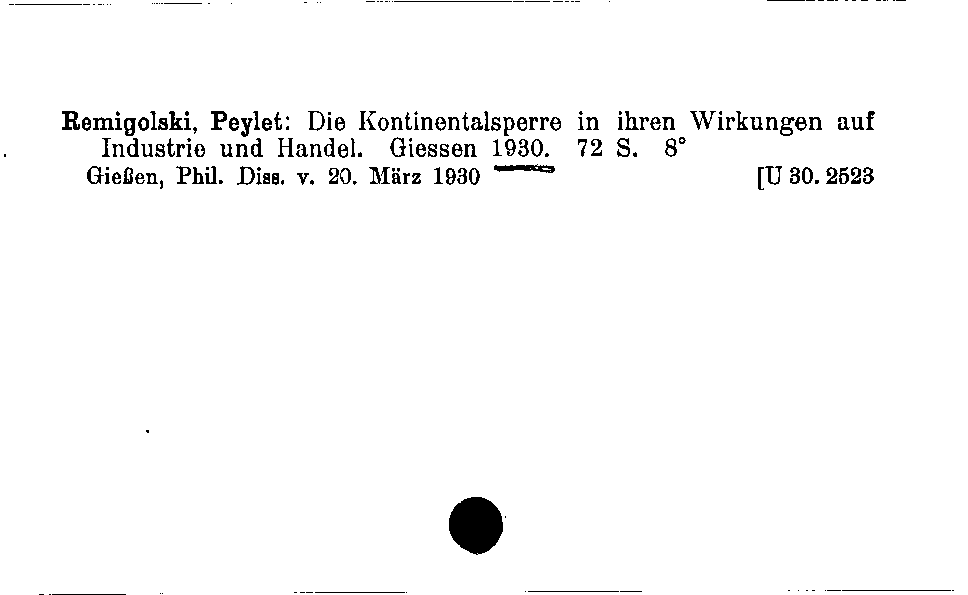 [Katalogkarte Dissertationenkatalog bis 1980]