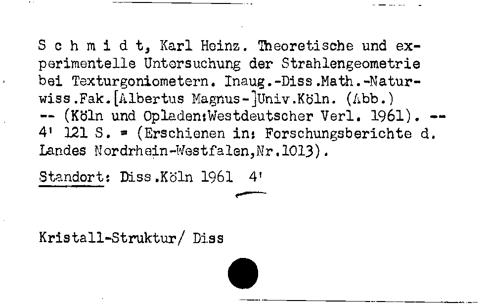 [Katalogkarte Dissertationenkatalog bis 1980]