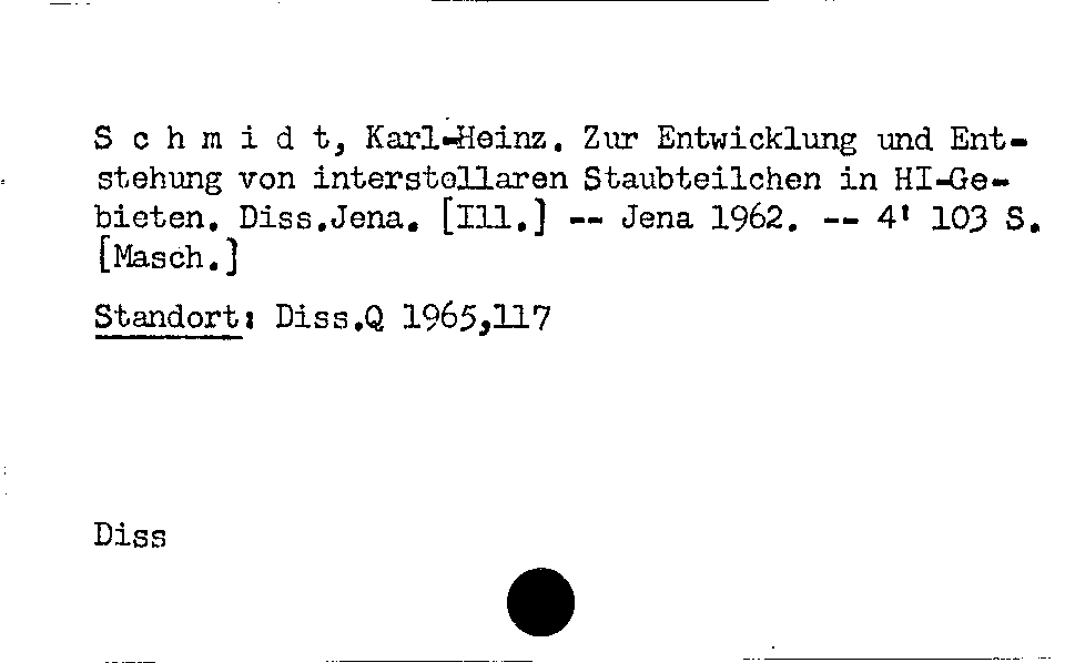 [Katalogkarte Dissertationenkatalog bis 1980]