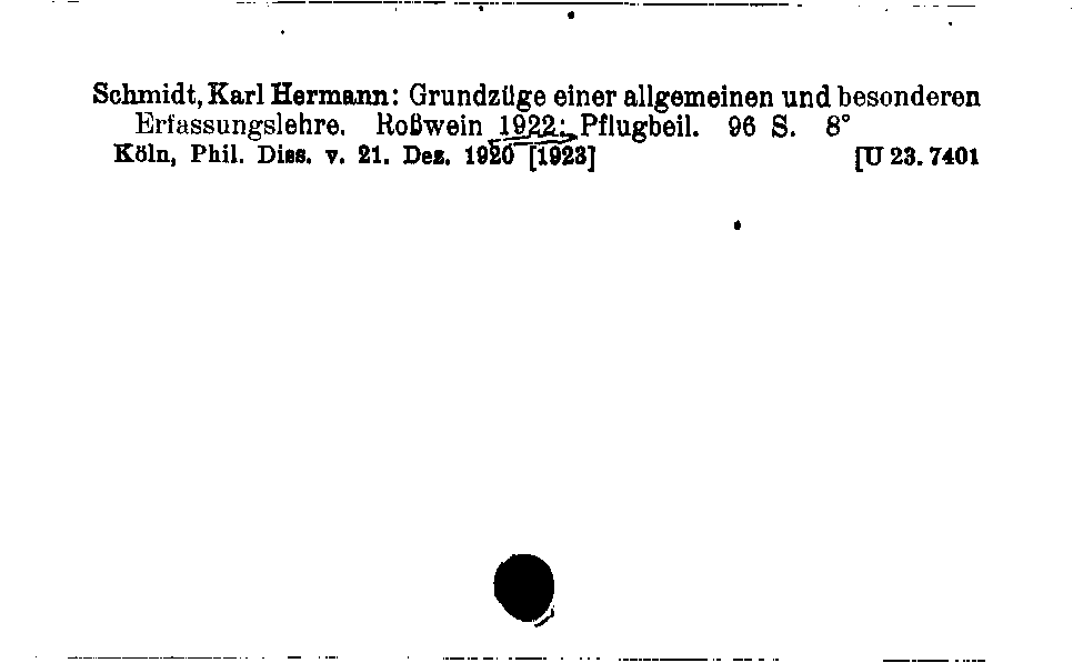 [Katalogkarte Dissertationenkatalog bis 1980]