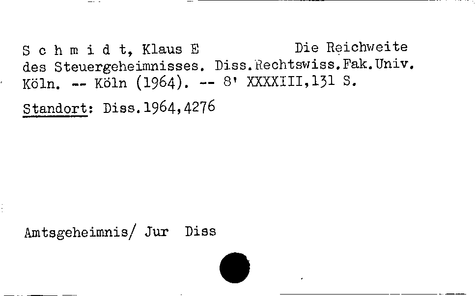 [Katalogkarte Dissertationenkatalog bis 1980]