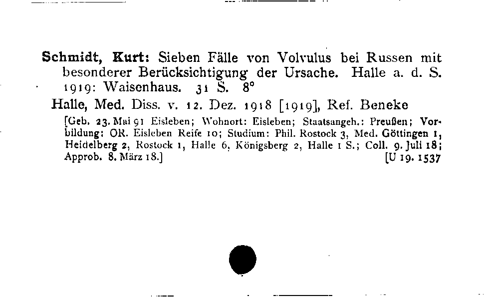 [Katalogkarte Dissertationenkatalog bis 1980]