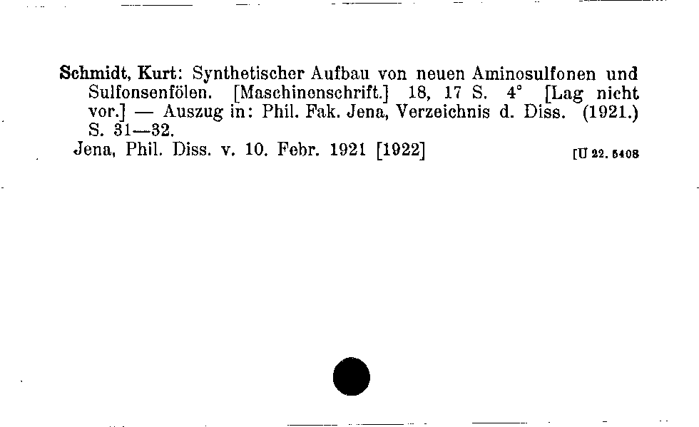 [Katalogkarte Dissertationenkatalog bis 1980]