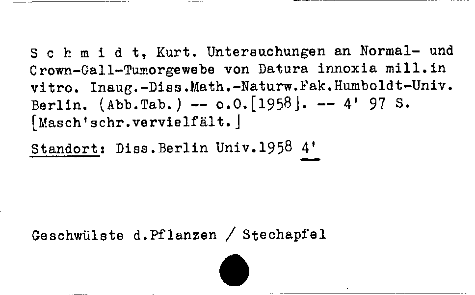 [Katalogkarte Dissertationenkatalog bis 1980]