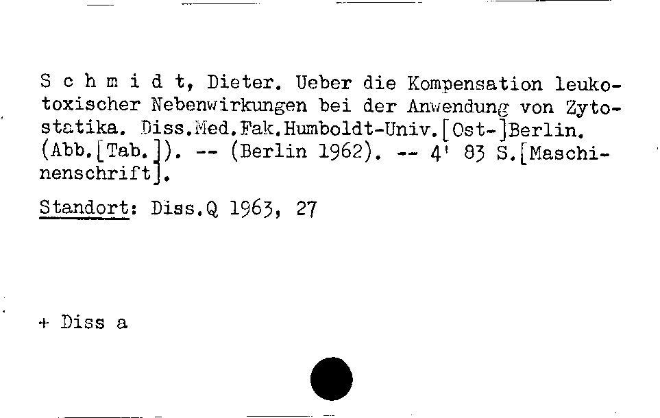 [Katalogkarte Dissertationenkatalog bis 1980]