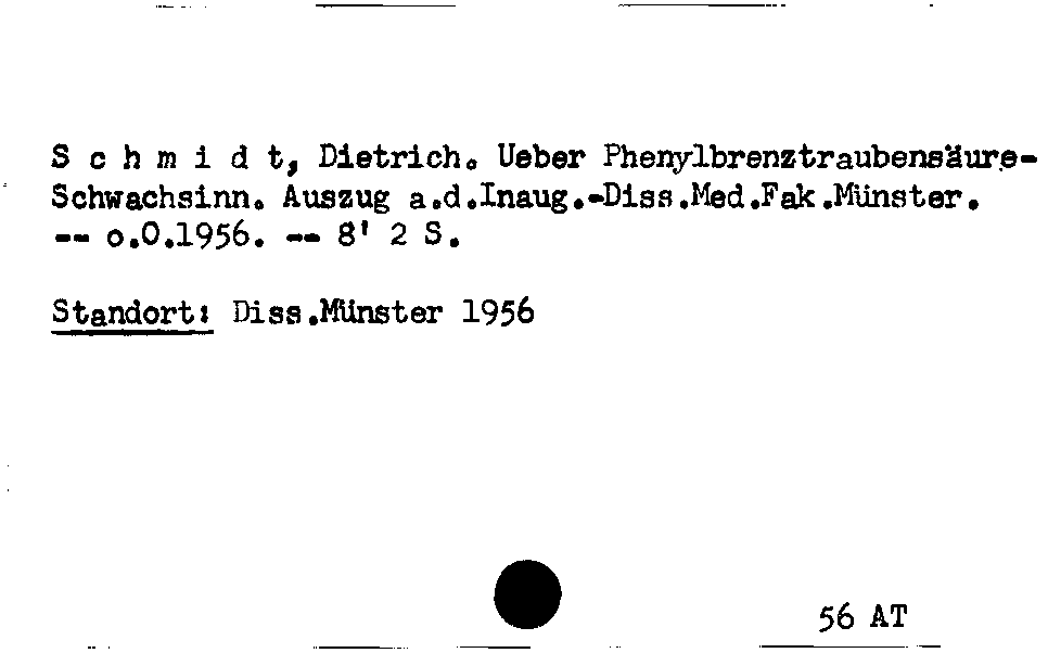 [Katalogkarte Dissertationenkatalog bis 1980]