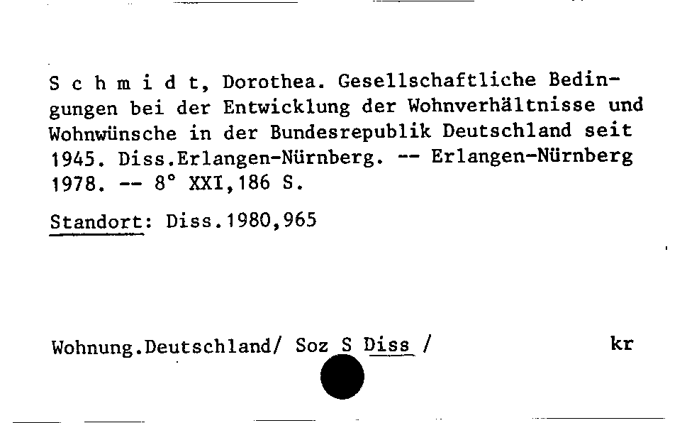 [Katalogkarte Dissertationenkatalog bis 1980]