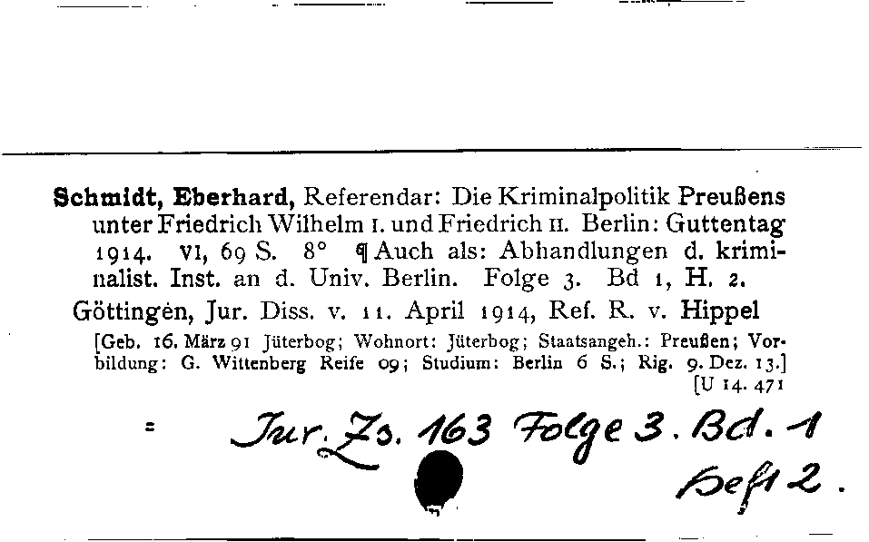 [Katalogkarte Dissertationenkatalog bis 1980]