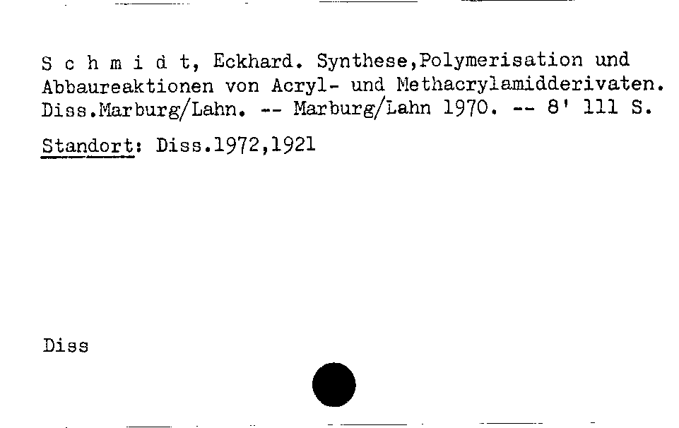 [Katalogkarte Dissertationenkatalog bis 1980]