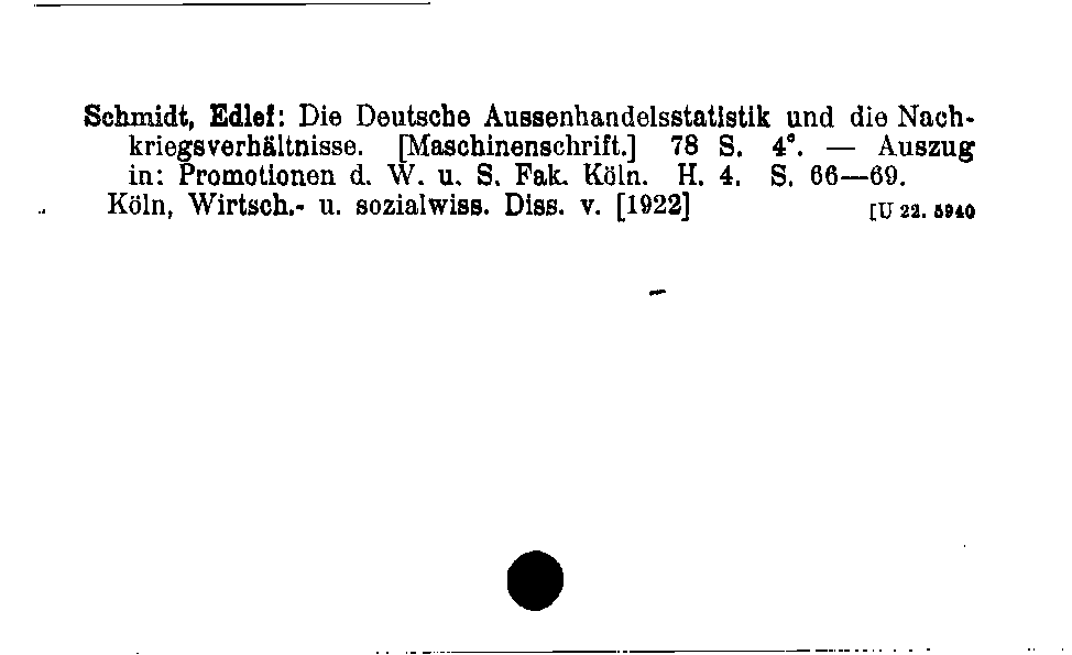 [Katalogkarte Dissertationenkatalog bis 1980]