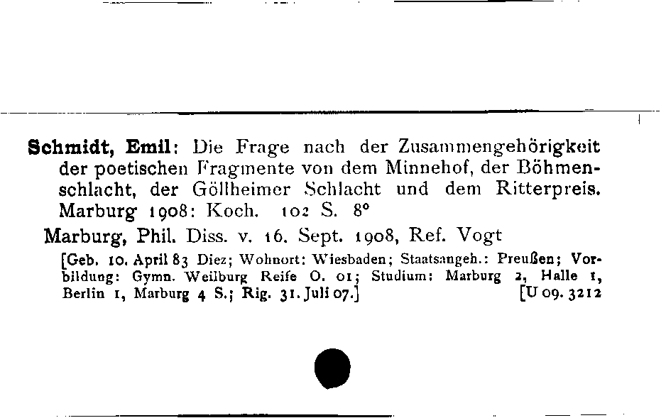 [Katalogkarte Dissertationenkatalog bis 1980]