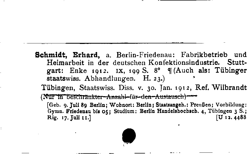 [Katalogkarte Dissertationenkatalog bis 1980]