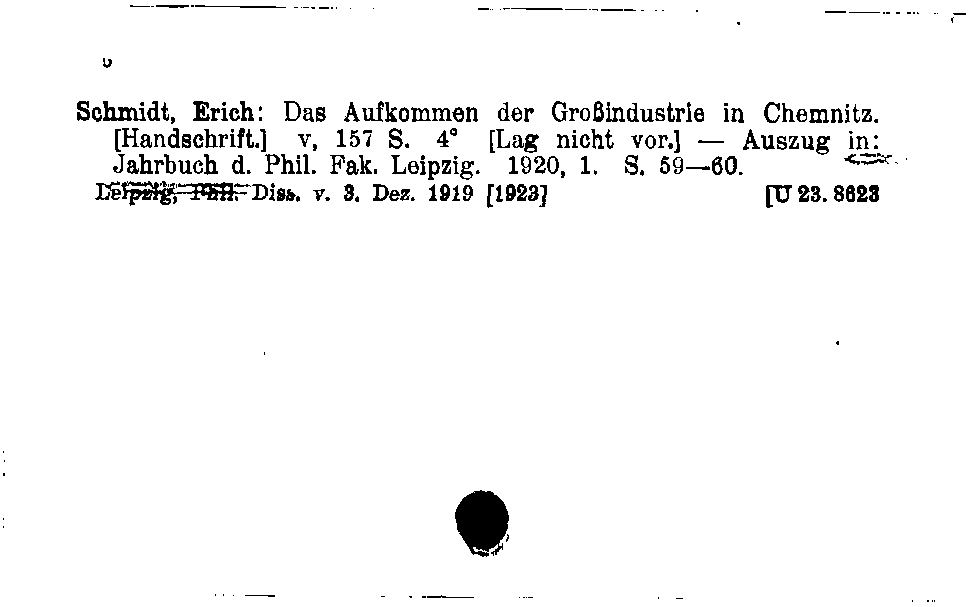 [Katalogkarte Dissertationenkatalog bis 1980]