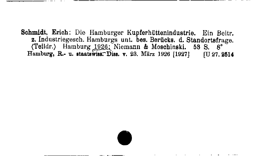 [Katalogkarte Dissertationenkatalog bis 1980]