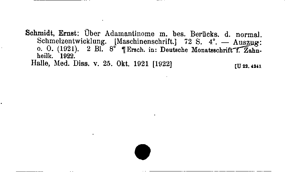 [Katalogkarte Dissertationenkatalog bis 1980]