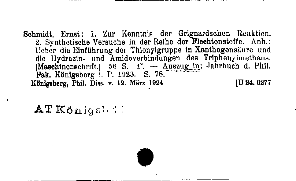 [Katalogkarte Dissertationenkatalog bis 1980]