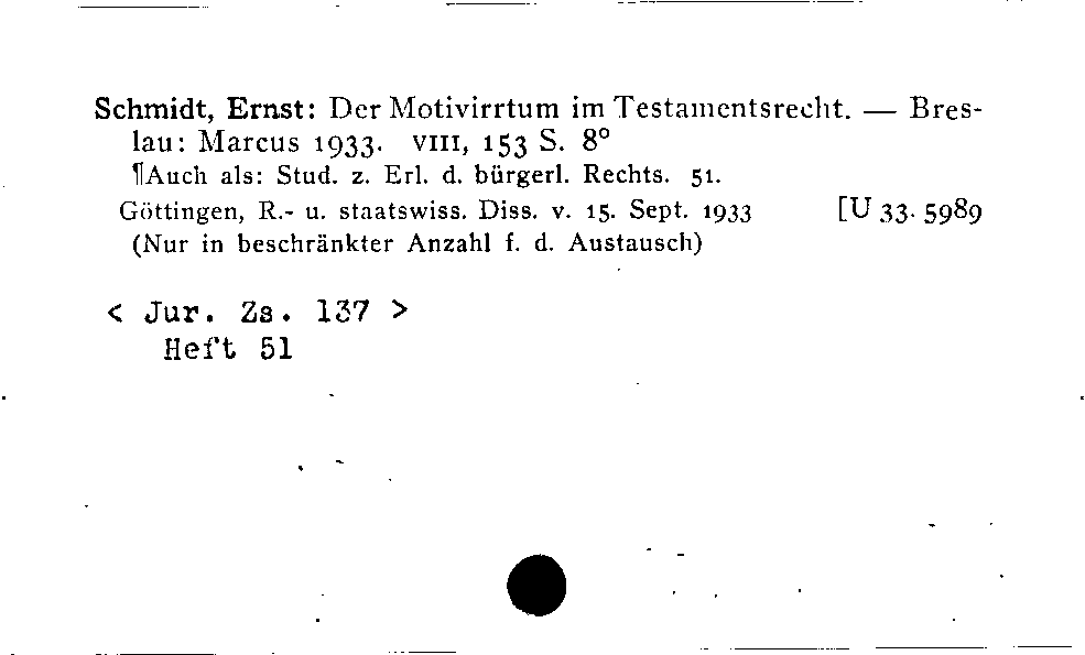 [Katalogkarte Dissertationenkatalog bis 1980]