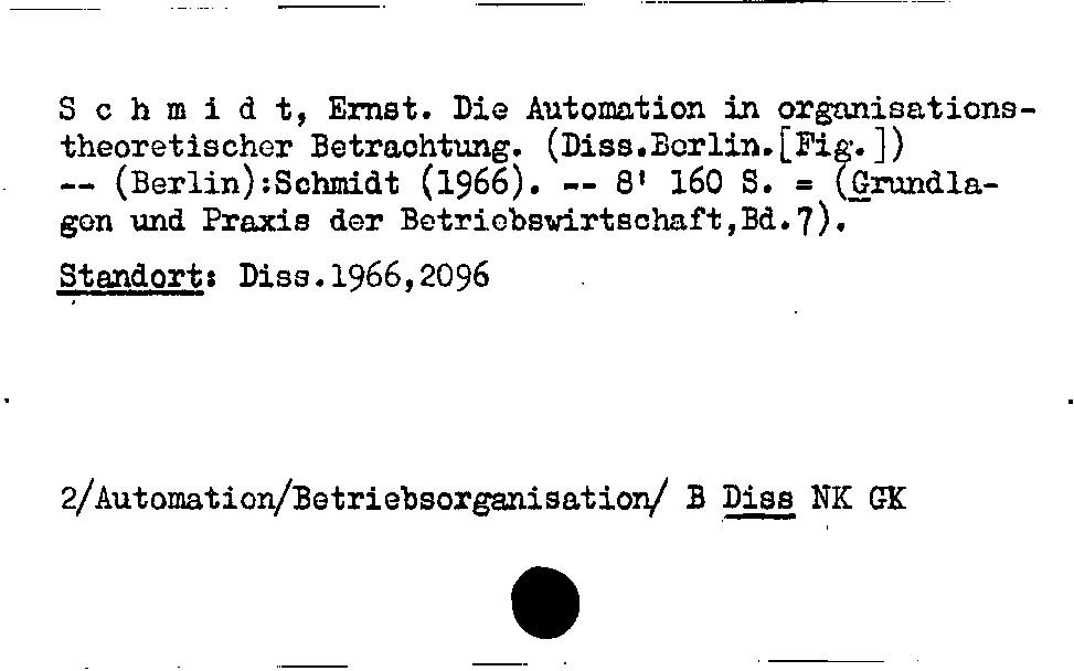 [Katalogkarte Dissertationenkatalog bis 1980]