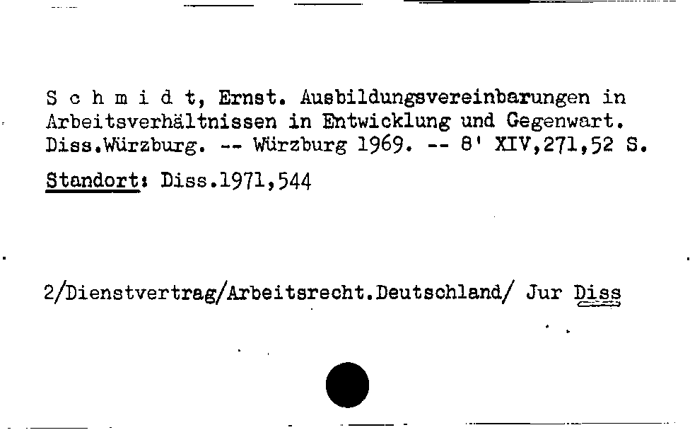 [Katalogkarte Dissertationenkatalog bis 1980]