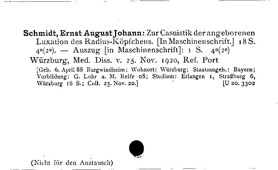 [Katalogkarte Dissertationenkatalog bis 1980]