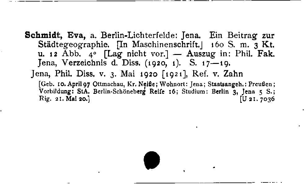 [Katalogkarte Dissertationenkatalog bis 1980]