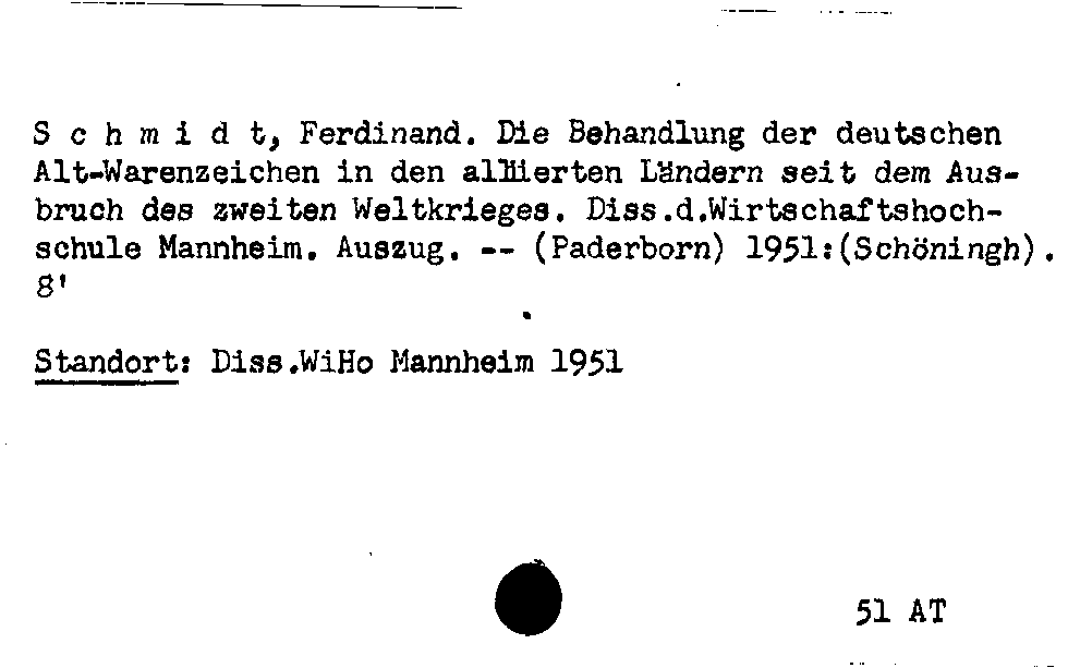 [Katalogkarte Dissertationenkatalog bis 1980]