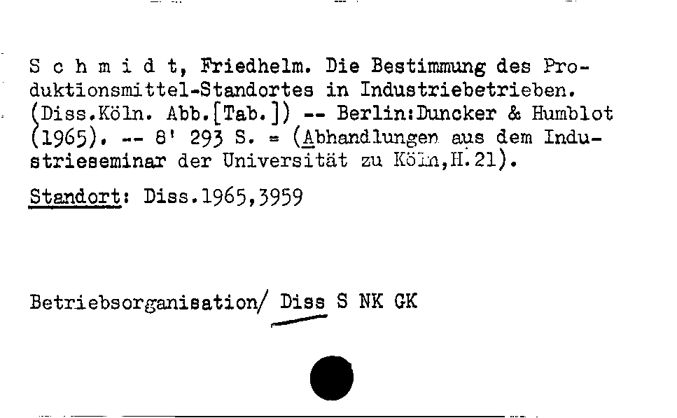 [Katalogkarte Dissertationenkatalog bis 1980]