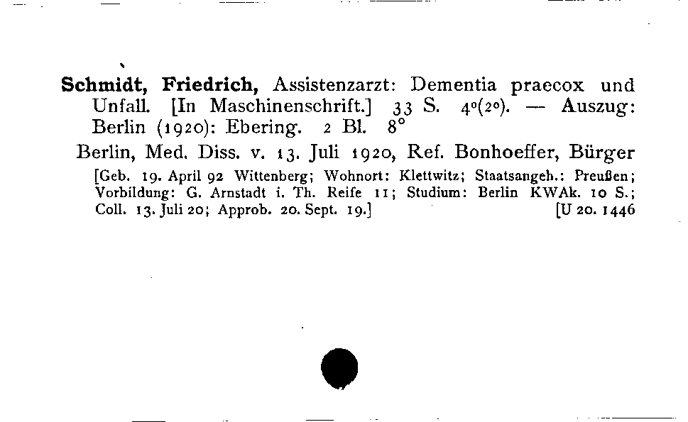 [Katalogkarte Dissertationenkatalog bis 1980]