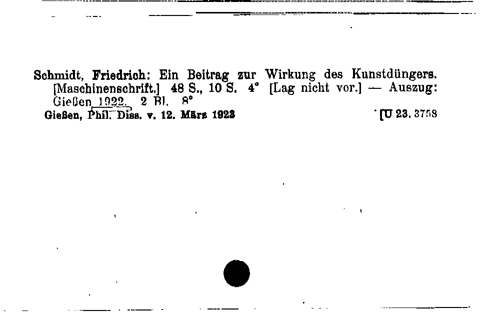 [Katalogkarte Dissertationenkatalog bis 1980]