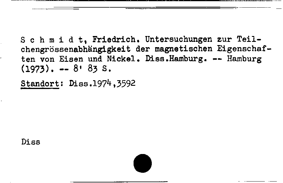 [Katalogkarte Dissertationenkatalog bis 1980]