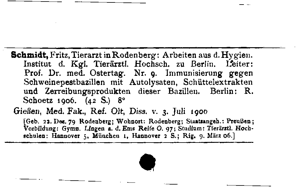 [Katalogkarte Dissertationenkatalog bis 1980]