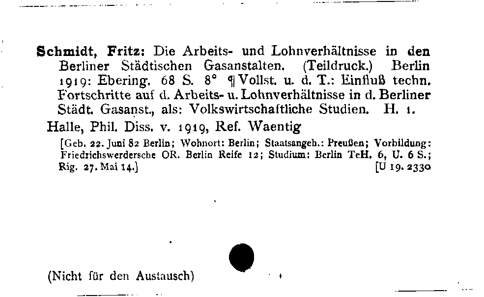 [Katalogkarte Dissertationenkatalog bis 1980]