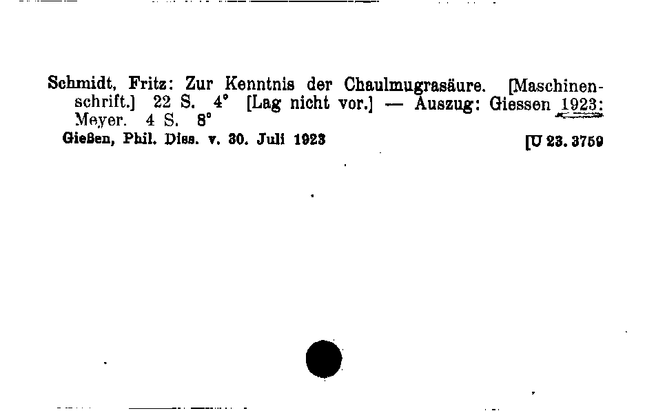 [Katalogkarte Dissertationenkatalog bis 1980]