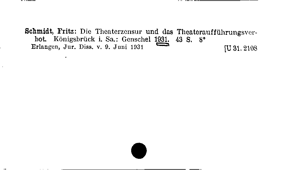 [Katalogkarte Dissertationenkatalog bis 1980]