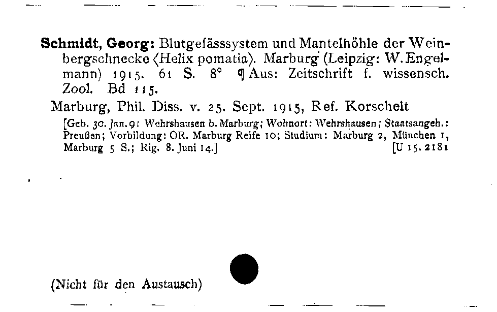 [Katalogkarte Dissertationenkatalog bis 1980]